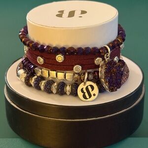 Elegant Purple and Silver Bracelet Set
